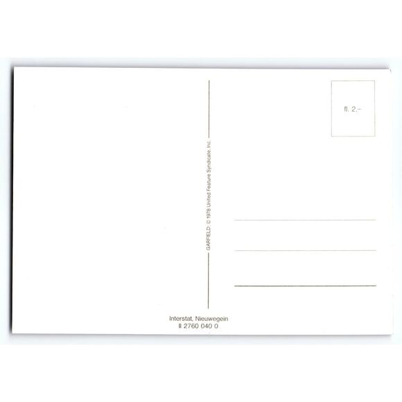 Vintage 1978 Garfield Peel Off Sticker Postcard with Flowers Dutch Text Vintage - Picture 2 of 2